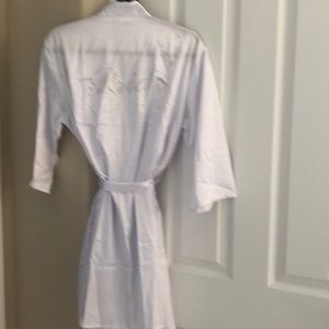 White silk, Rhinestone Bride Robe